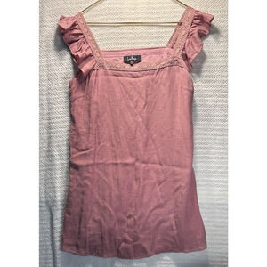 Lulus Crop Top Linen Sleeveless Square Neck Lined Tank Size‎ Medium Pink